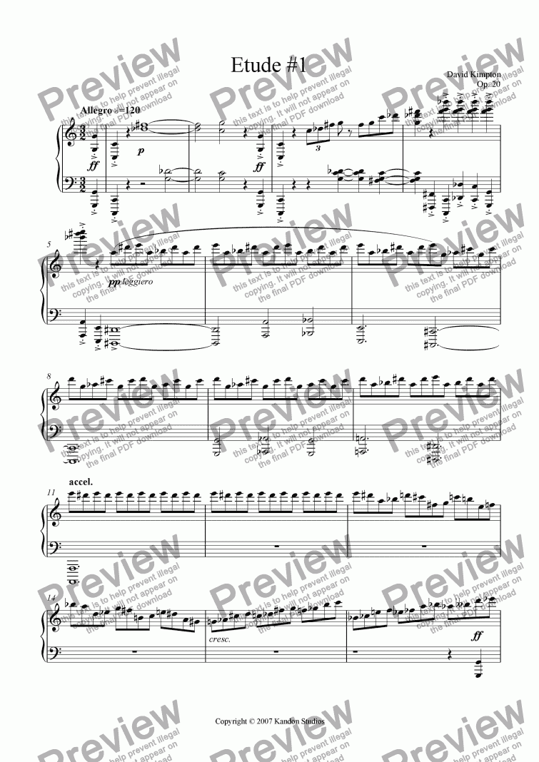 page one of Etude No. 1