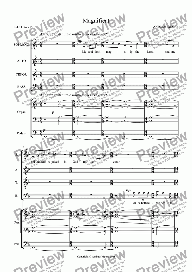 page one of Magnificat and Nunc Dimittis for SATB & Organ