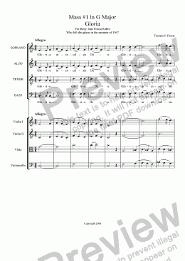 page one of Mass #1 in G Major - Gloria