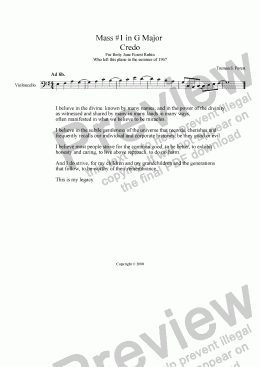 page one of Mass #1 in G Major - Credo