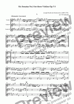 page one of Six Sonatas No.3 for Three Violins Op.7-3
