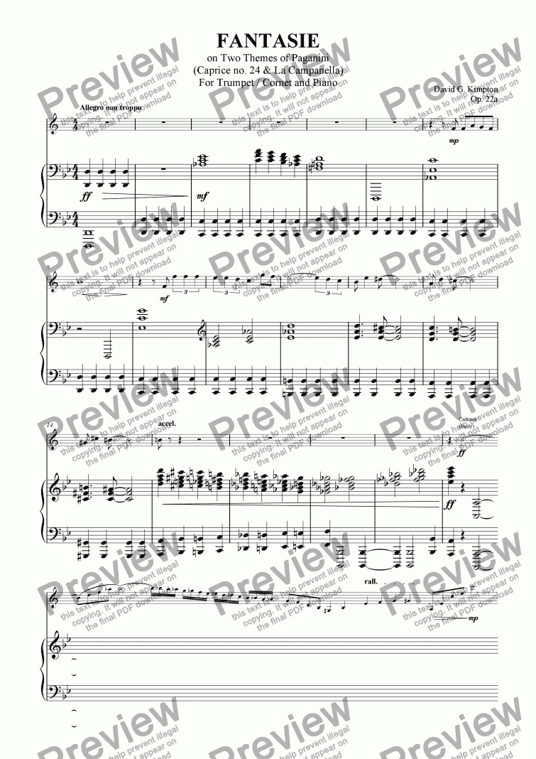 page one of Fantasie on Two Themes of Paganini - Solo Trumpet