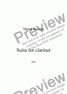 page one of Suita for clarinet