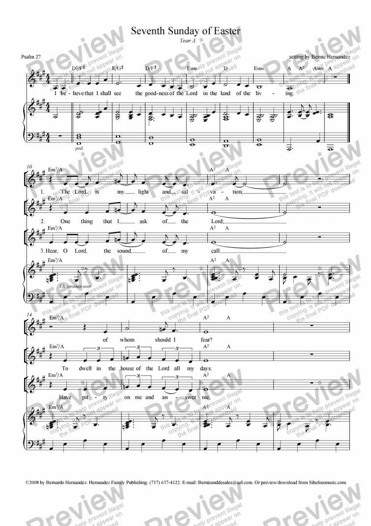 page one of Responsorial Psalm - 7th Sunday of Easter, Yr. A