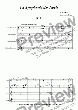 page one of 1st Symphonie des Noels   (Saxophone Quartet, Christmas Festival)