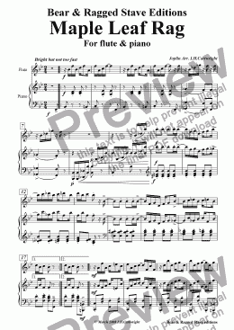 page one of Maple leaf rag for flute & piano