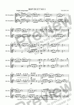 page one of BOP DUET NO 1 for saxophones
