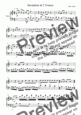 page one of Invention in 2 voices for Piano