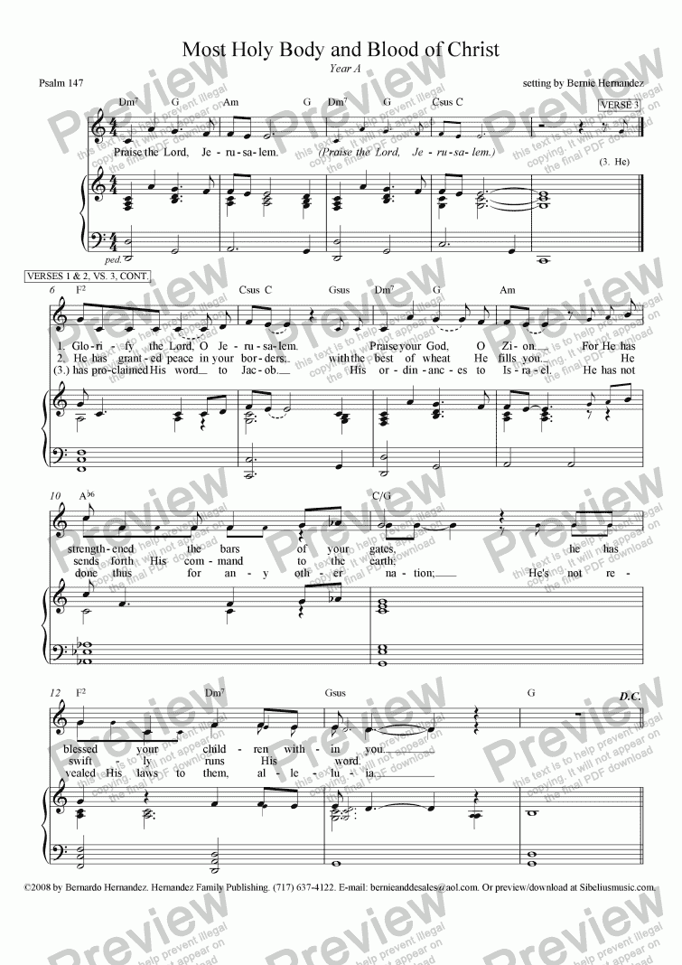 page one of Responsorial Psalm - Most Holy Body and Blood of Christ, Yr. A