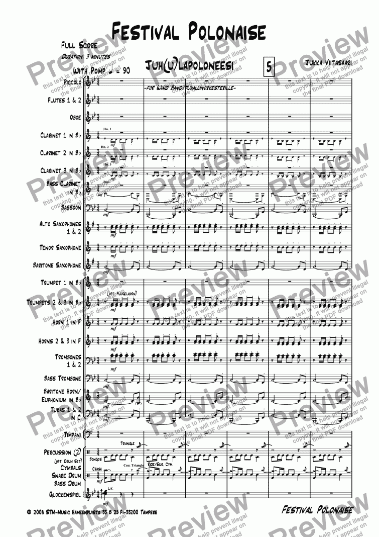 page one of Festival Polonaise (wind band)