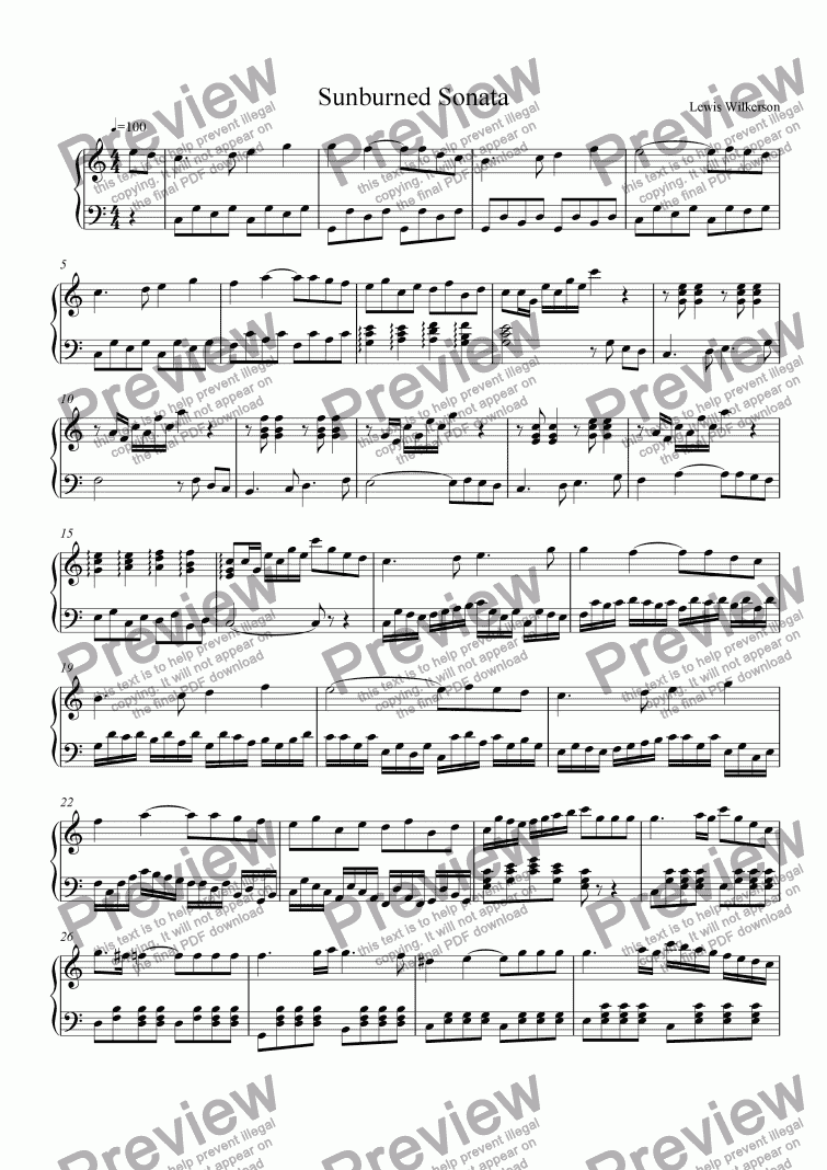 page one of Sunburned Sonata
