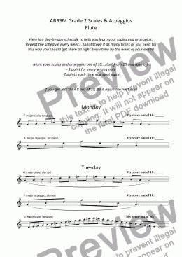 page one of Flute - Grade 2 Scale Plan