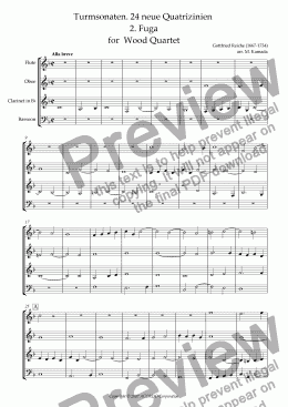 page one of Turmsonaten. 24 neue Quatrizinien 2. Fuga for Wood Quartet