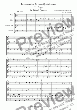 page one of Turmsonaten. 24 neue Quatrizinien 11. Fuga for Wood Quartet