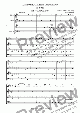 page one of Turmsonaten. 24 neue Quatrizinien 13. Fuga for Wood Quartet