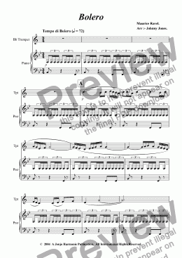 page one of Bolero   (Bb Trumpet and Piano)