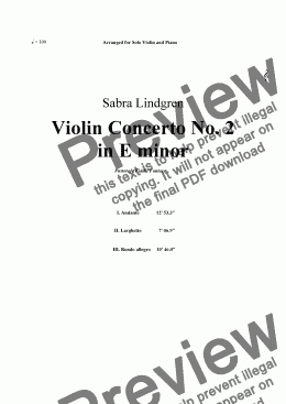 page one of Violin Concerto No. 2 in E minor, III. Rondo allegro,  Arranged for Solo Violin with Piano Accompani