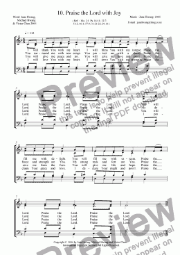 page one of Praise the Lord with Joy (four-part)
