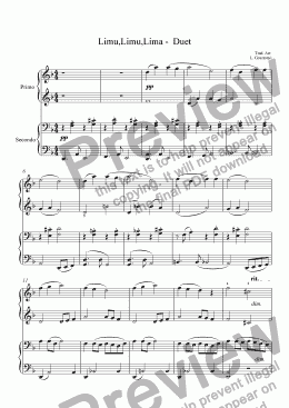 page one of Limu, Limu, Lima (Piano Duet)