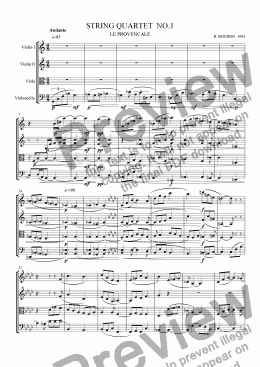 page one of String Quartet No. 1, Le Provencale, Allegro