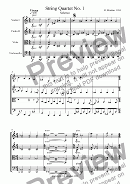 page one of String Quartet No. 1, Le Provencale, Scherzo