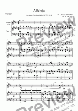 page one of ALLELUJA, for Trumpet and Piano, from Motet: "Exsultate, jubilate"