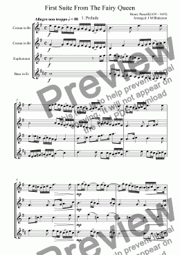 page one of 1st Suite from The Fairy Queen (Brass Quartette)