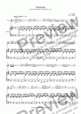 page one of Serenade - Violin & Piano