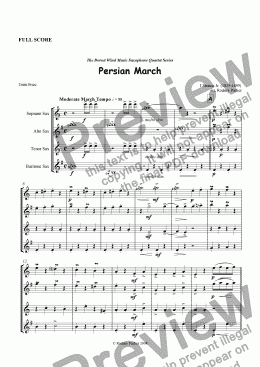 page one of Persian March by J Strauss Jr. arr for Sax Quartet by Rodney Parker