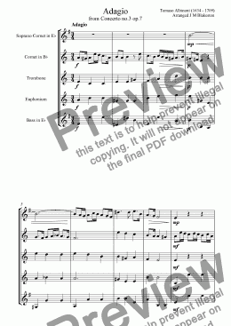page one of Adagio from Concerto no.3 (Brass Quintet)