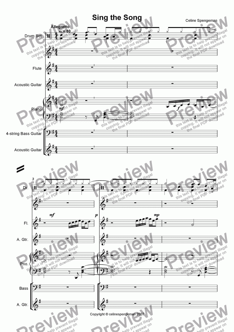 page one of Sing the Song