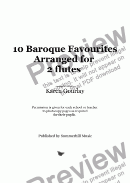 page one of 10 Baroque Favourites Arranged for 2 flutes