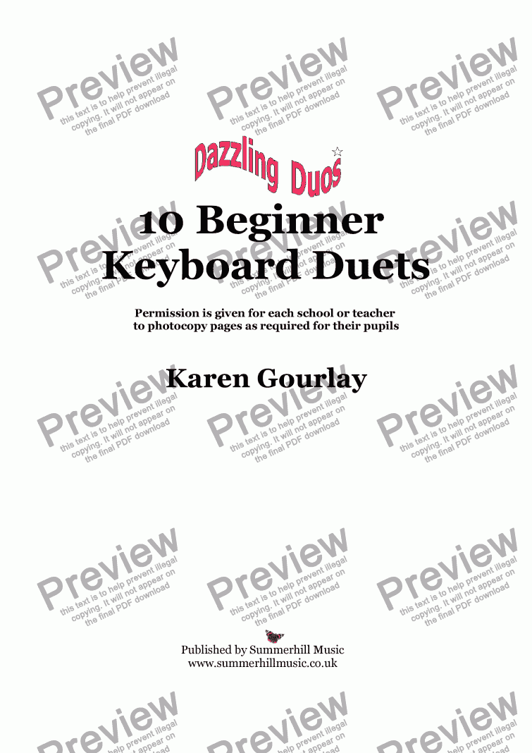 page one of Dazzling Duos: 10 Beginner Keyboard Duets