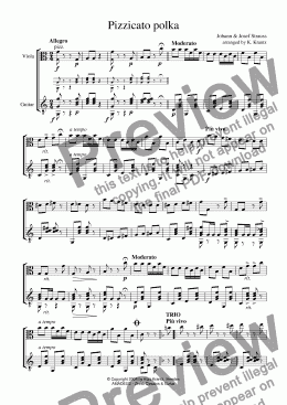 page one of Pizzicato polka for viola and guitar
