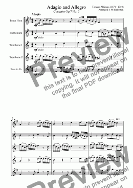 page one of Adagio and Allegro (Brass Quintet)