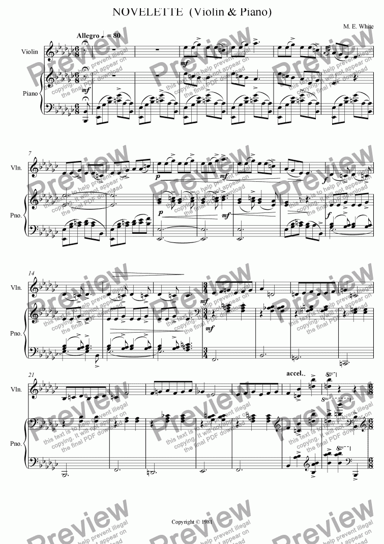 page one of NOVELETTE  (Violin & Piano)