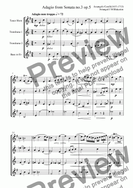 page one of Adagio from Sonata no.3 op.5 (Brass Quartette)