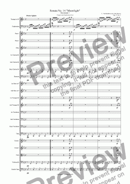 page one of Moonlight Sonata - 3rd Movement (C Minor) - Orchestra with Trumpet and Euphonium Duet