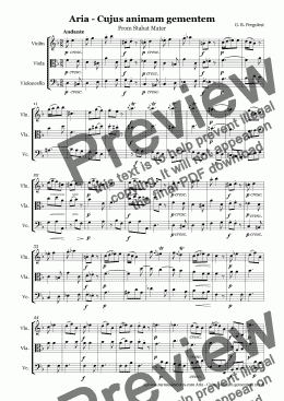 page one of Pergolesi Aria for String Trio