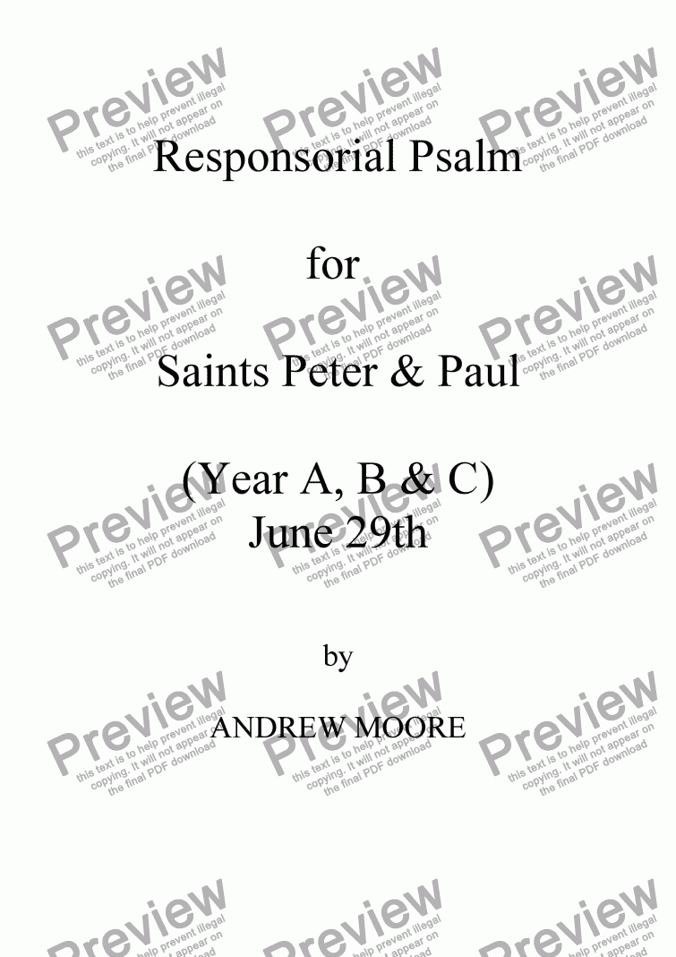 page one of Saints Peter & Paul  - June 29th  (Year A)