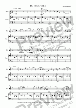 page one of Butterflies (for flute and piano)