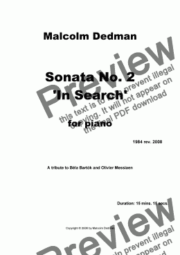 page one of Piano Sonata No. 2 - ’In Search’