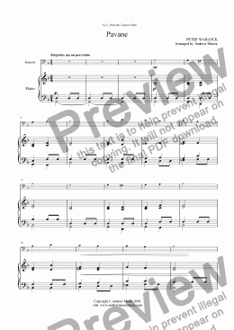page one of Pavane from ’The Capriol Suite’ for Bassoon & Piano