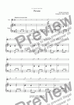 page one of Pavane from ’The Capriol Suite’ for Viola & Piano