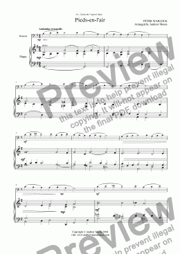 page one of Pieds-en-l’air from ’The Capriol Suite’ for Bassoon & Piano