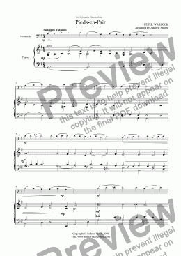 page one of Pieds-en-l’air from ’The Capriol Suite’ for Cello & Piano