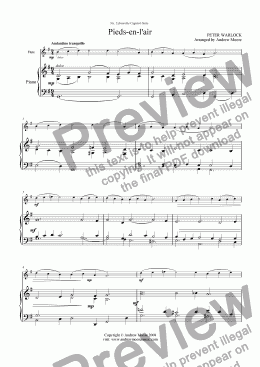 page one of Pieds-en-l’air from ’The Capriol Suite’ for Flute & Piano