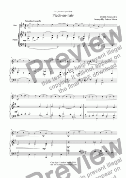 page one of Pieds-en-l’air from ’The Capriol Suite’ for Oboe & Piano