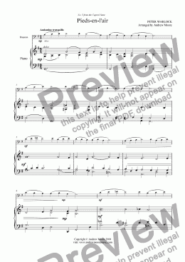 page one of Pieds-en-l’air from ’The Capriol Suite’ for Viola & Piano