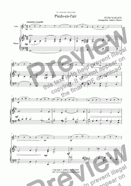 page one of Pieds-en-l'air from 'The Capriol Suite' for Violin & Piano